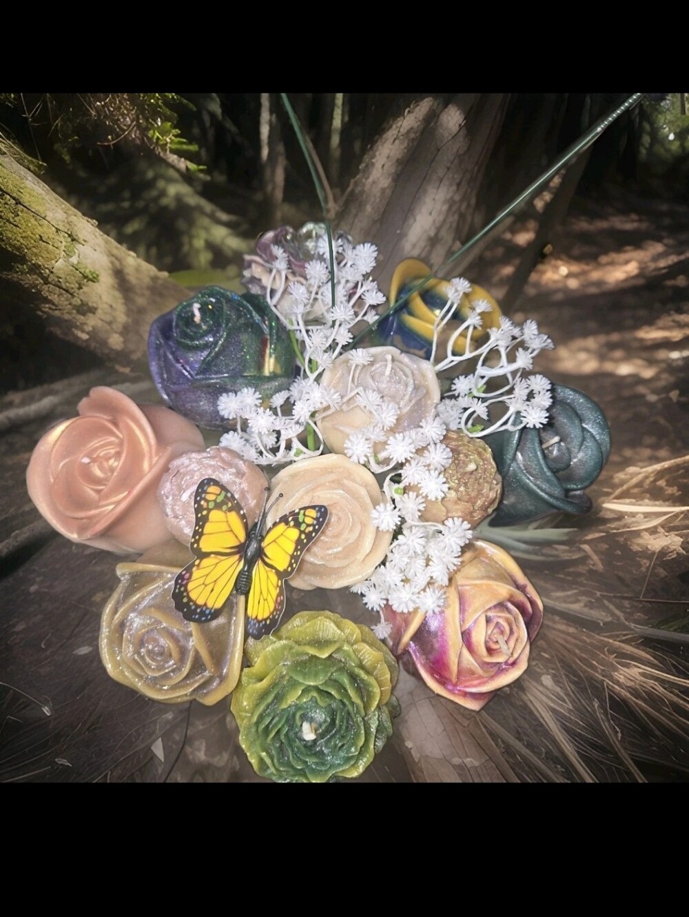Stunning Realistic Dozen  Wax Candles Bouquet